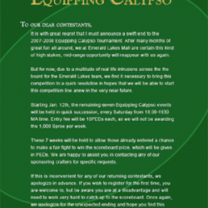 Equipping Calypso Closing Notice