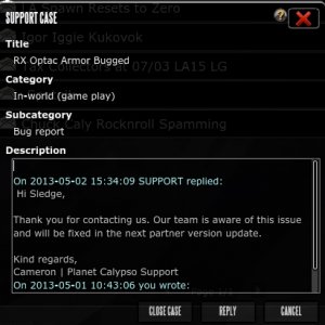 bugged armor support