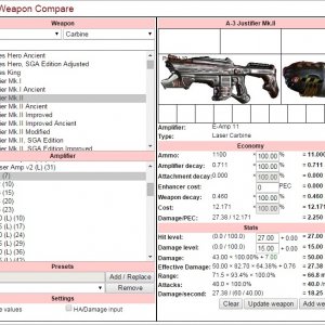 Weapon compare A3 Justifier MK II