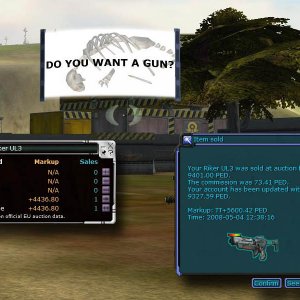 I looted the first unlimited Riker UL3 in my 23k Esto ATH the 1'st March 2008. It's now sold for tt+ 5,600PED, totaly 9,401PED. Someone looted one mor