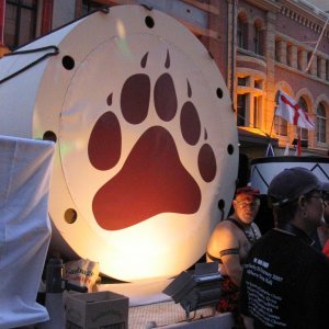 Madi Gras 2007. I been in 9 over 12 years. the best years of my life.. The bear paw print is a Symbol of gay men that are hairy.