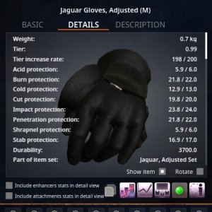 Jaguar Gloves, Adjusted
