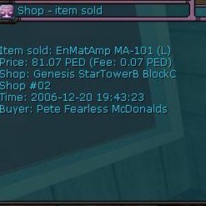 Item sold from shop